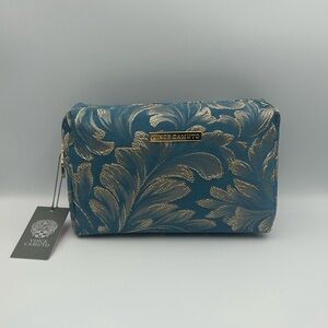 *New* Vince Camuto Blue and Gold Floral Cosmetic/Travel Bag